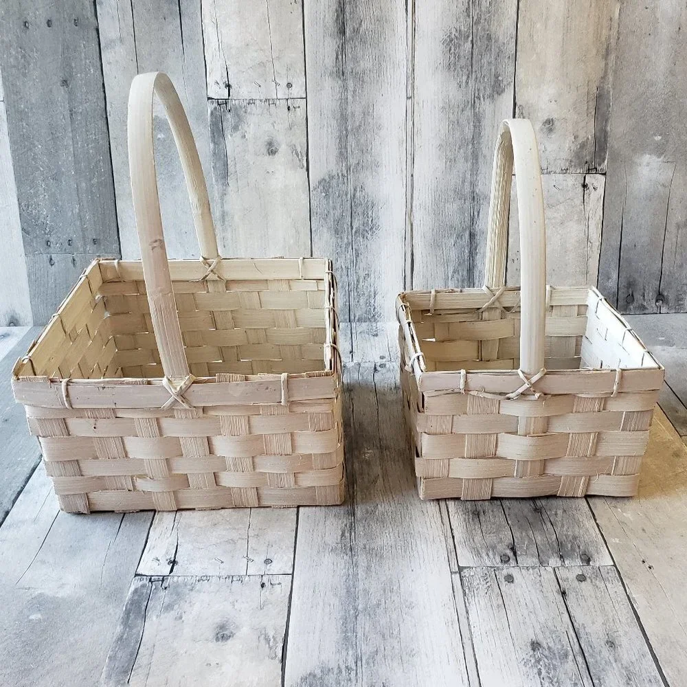 Set of 2 Nested Cream Baskets